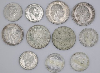 Österreich/Ungarn Lot aus 11 Silbermünzen 1879 1935 Kronen Schilling Fotos!