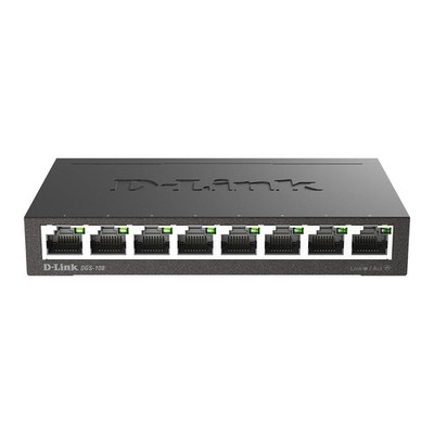 DGS-108, 8 Port Gigabit Ethernet Switch Unmanaged, Network Splitter, Silent F...