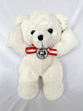 VTG 1979 Dakin Christmas White Bear Plush Jingle Bell 12 Inch Stuffed Animal Toy