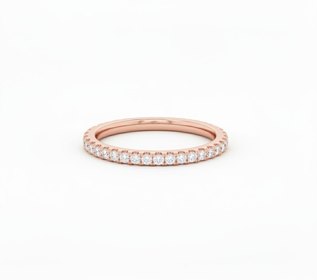 14K Solid Gold 19 Lab Grown Diamond Wedding Ring Half Eternity Stylish Band