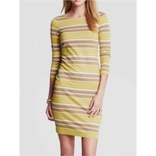 Banana Republic Striped Mini Sheath Dress Gold Yellow White Retro Size 8