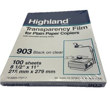 New - Highland Brand Transparency Film for Plain Paper Copiers 903 100 Sheets