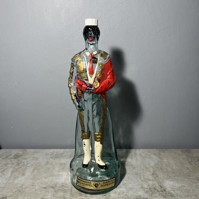 Vintage Matador Glas Flasche Dekanter bemalt Bodegas Moscatel Graces Superior