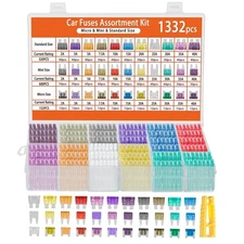 1332 Pcs Car Fuse Assortment Kit, 680PCS Mini Blade Fuses + 520 Standard Automot