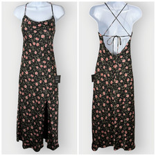 NEW Lulus Womens Midi Slip Dress  S  Floral Open Back  Wedding Guest Feminine