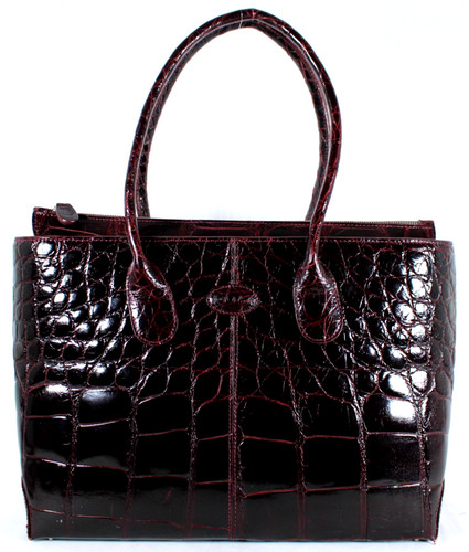TOD'S Vintage Dark Burgundy Alligator Skin Double Handle D BAG DI Tote Bag