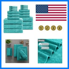 18-Piece Bath Towel Set, Include 6 Bath Towel Sheets, 6 Hand Towels and 6 Was...