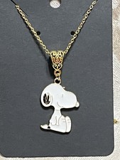 Snoopy Enamel Charm Adorable Gold Fashion Fun Boho Necklace 18  