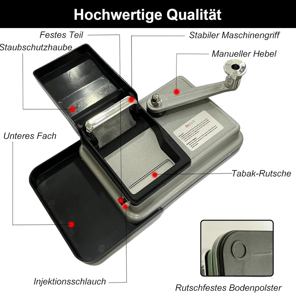 BeGrit Zigarettenstopfmaschine Stopfmaschine 8mm Manuell Zubehör Aufbewahrungsbo - Bild 4 von 4