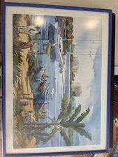 Joanne Sibley Georgetown Harbor  Grand Cayman Signed Lithograph 12x 17” Framed