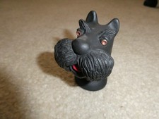 Vintage Vinyl Black Terrier Dog Doll Head 3 3/8" Tall