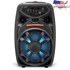 Wireless Bluetooth Party Speaker W/ LED Lights Microphone Input FM Radio New