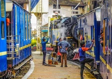 Wall Art Waiting to leave. Coonoor Station, Tamil Nadu,  India A3 Print 