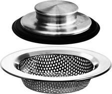 2 Pcs - Kitchen Sink Drain Strainer Anti-clogging Stopper Drainer Set Silver