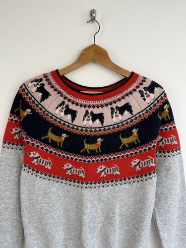 Boden Hundepullover Gr. XS grau rot Fair Isle Wolle Weihnachten Strickpullover Edie - Bild 2 von 8