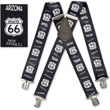 Rugged Extra Heavy Duty 2" Wide Utility Suspenders Black  White Route 66