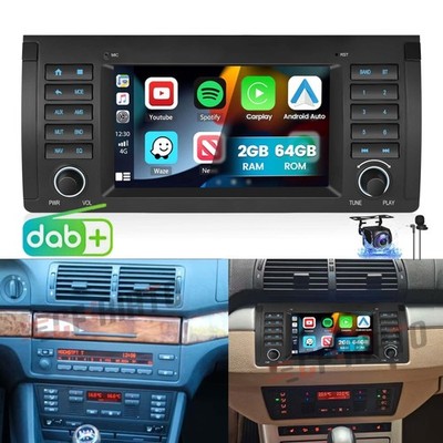 DAB+ 7'' Für BMW E39 X5 E53 Autoradio CarPlay Android 15 GPS Navi WIFI SWC 2G+64G