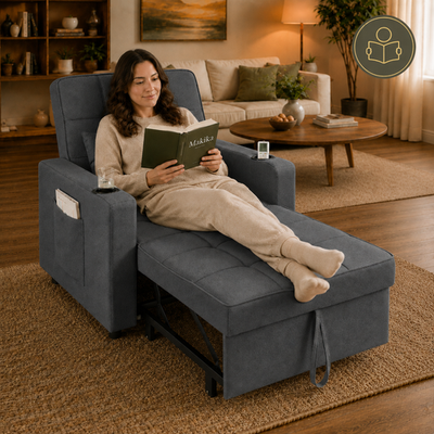 Makika Schlafsofa Sofabett Schlafsessel Klappbar Getränkehalter Kissen Gästebett