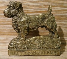 Vintage Brass Sealyham Terrier Dog Ornament 11cm x 11cm