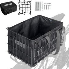 Bike Basket Rear,Bicycle Basket with Removable ,Rainproof Cover and Cargo Net