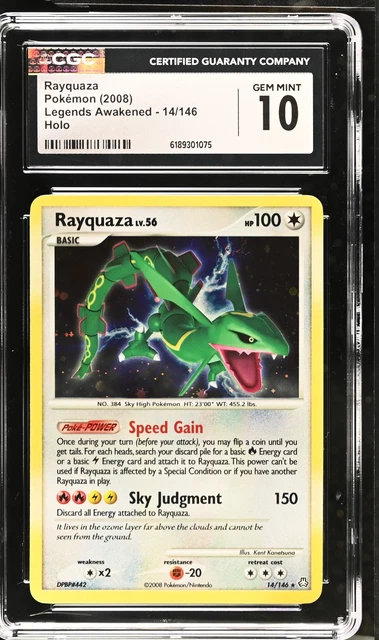 CGC 10 GEM MINT Rayquaza 14/146 Legends Awakened Holo Swirl Pokemon Card