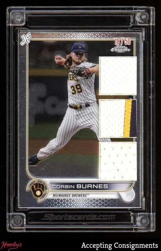 2023 Jersey Fusion '22 Topps Chrome Corbin Burnes TRIPLE GAME USED PATCH 18/50