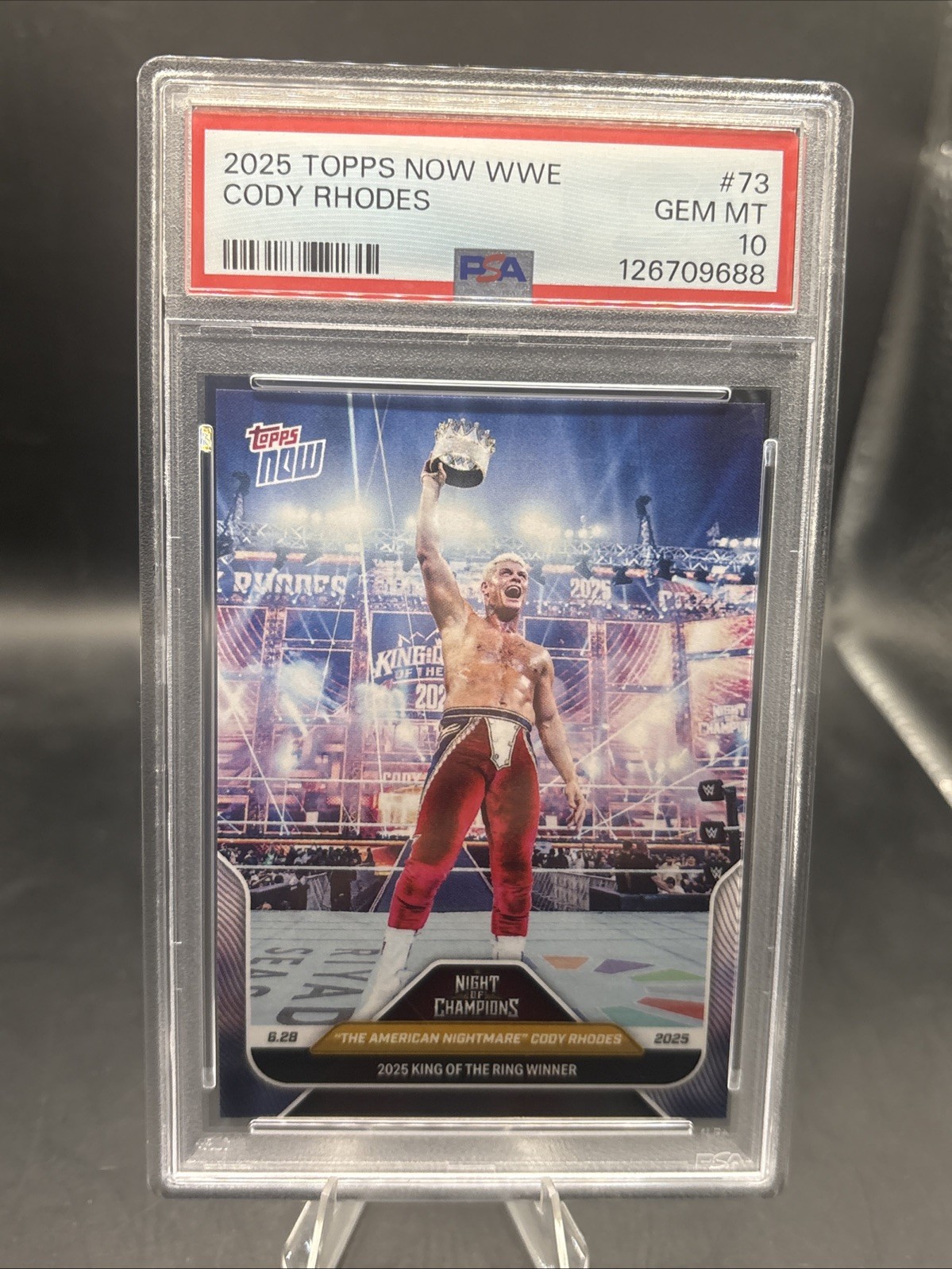 Cody Rhodes WWE Topps Now King of The Ring 2025 Topps Now Card PSA 10 view 2