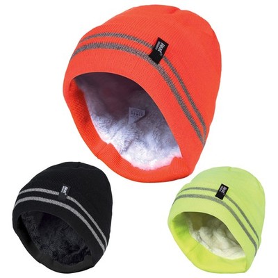 Wärmehalter - Herren Hi Viz/Vis reflektierend Thermo Vlies gefütterte Umschlagmütze