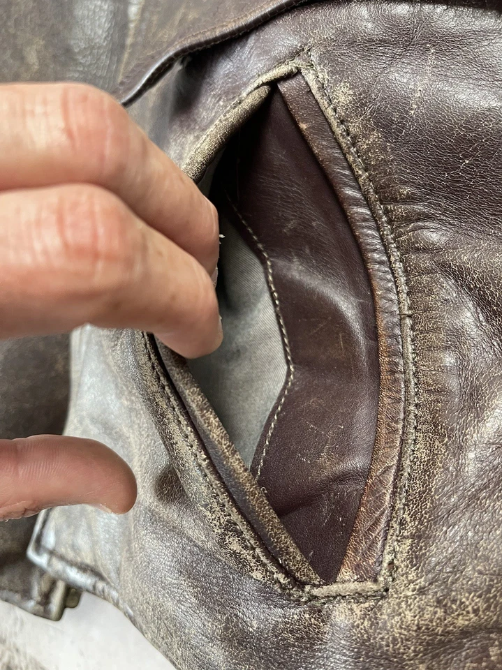 Chaqueta de Cuero Kurland Star Crown Verdadera Vintage Años 40 Cremallera Piel de Dirección Hecha en EE. UU. Foto 4 de 4