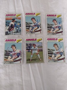 Autograph Baseball Topps 1977 California Angels - 6 Cards - Dave Chalk Anaheim