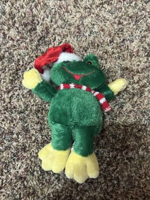 DanDee Green Frog 8  Plush Stuffed Animal Christmas Santa Hat Collectors Choice