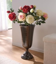 Blumenvase Bodenvase "Glänzend" schwarz aus Aluminium, große Vase, 48 cm hoch