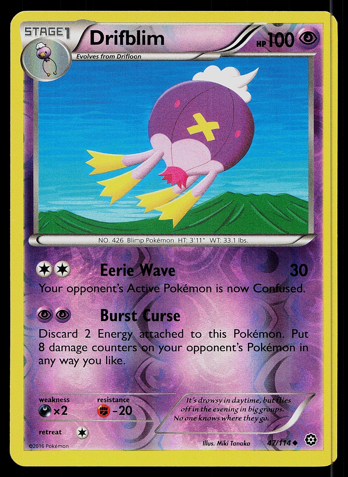 Pokemon Card Steam Siege Drifblim 47/114 Uncommon Reverse Holo