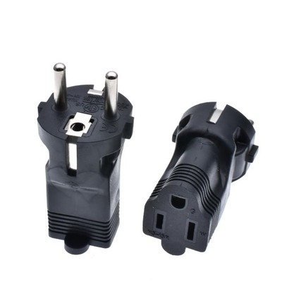 Toptekits Euro US Plug Adapter, USA NEMA 5-15R Receptacle to European black 