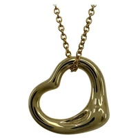 Vintage Tiffany & Co. Elsa Peretti Open Heart 18k Gold Pendant Necklace 15mm