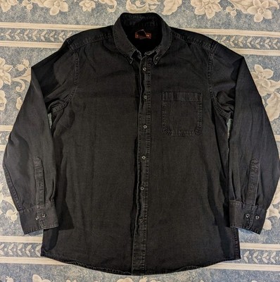 Covington Western Button Down Large Black Cotton Long Sleeve