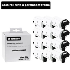 12 Rolls 4"x6" Large White Paper Shipping Labels DK-1241 for Brother