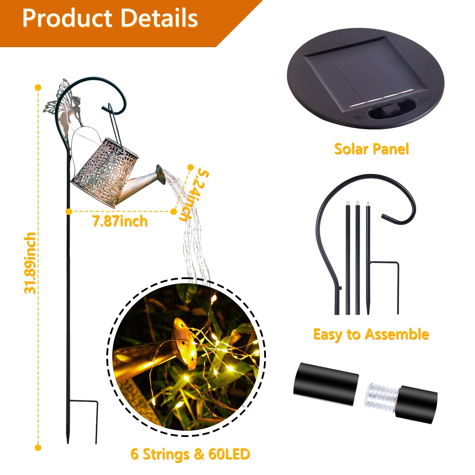 Solar Watering Can Light, Solar Outdoor Decorative,Garden Decor Lights for Yard,