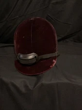 EquiRoyal SIZE 7 Jack’s Track Distributing BURGUNDY VELVET Riding Helmet!