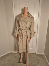 Vintage Faux Fur Minimalist Retro Trenchcoat Size M/L Belted Long Coat -DP41