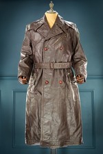 Vintage 1940s Dutch Horsehide Post-WW2 Police Great Coat Rider Leather Jacket “M