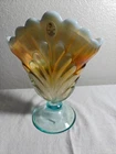 Fenton Iridescent Carnival Glass Fan Vase – 100 Years 2005 Anniversary – Vintage