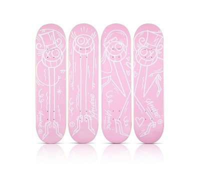 ANDRE SARAIVA La Vie en Rose RARE Quadriptych Skate Deck Set with COAs MR. ANDRE