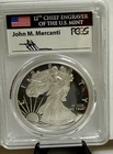 2018 W $1 American Silver Eagle PCGS PR70 DCAM First Strike John M Mercanti SIGN