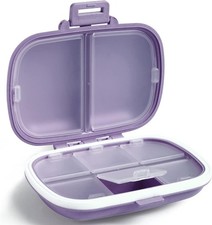 Elegant Travel Pill Organizer: 8 Compartment Portable Medication Case Purple 
