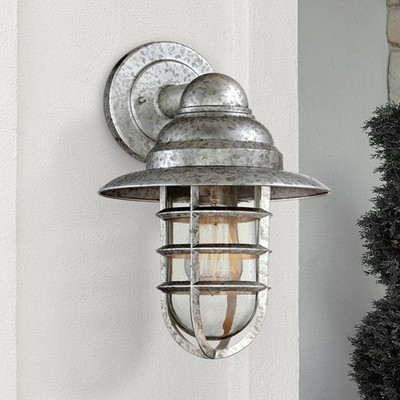Marlowe Industrial Outdoor Wall Light Fixture Galvanized Cage 13 1/4'' Exterior