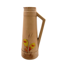 Vintage Sudlow’s Burslem Pottery Tall Jug Crocus Flower Beige Buff Art Deco