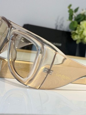Authentic Saint Laurent Oversized Eyeglasses Frame Clear Beige 63-20-130 New Uni