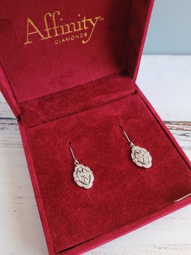 Affinity Diamanten Schmuck 14kt Weißgold Cluster Ohrhänger mit Box sehr guter Zustand - Bild 13 von 15