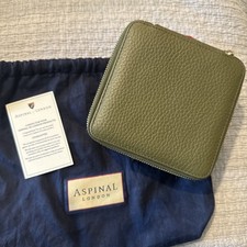 Aspinal Travel Watch and Ring Jewellery Box fern pebble